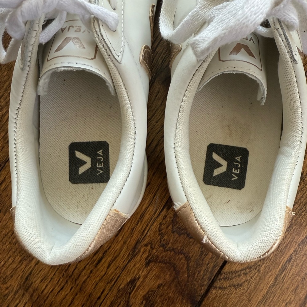 Veja White and Gold Sneakers - Picture 8 of 10